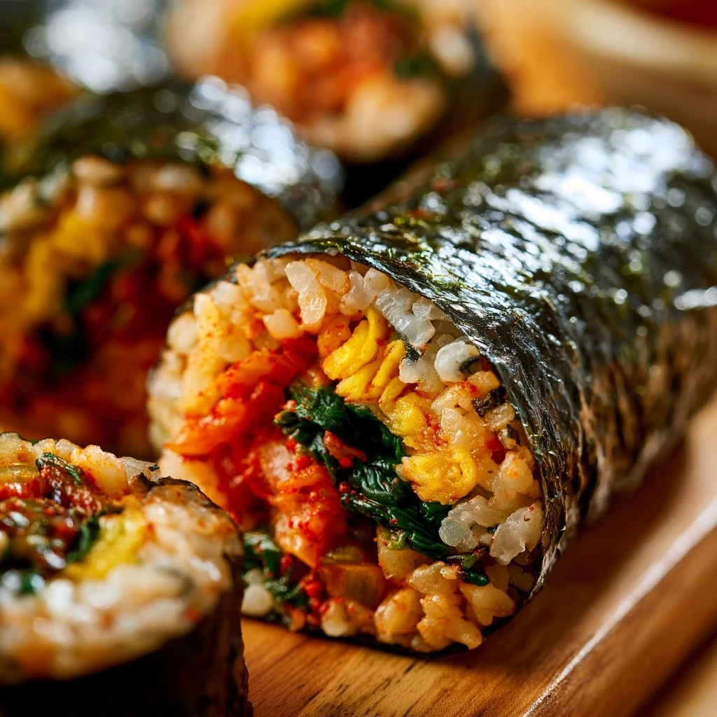 Kimchi Kimbap (Kimchi Reisrollen)