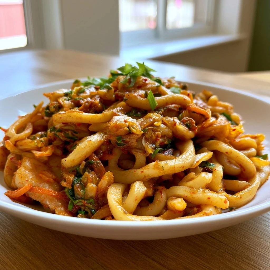 Kimchi Udon Stir-fry (Gebratene Udon-Nudeln mit Kimchi)