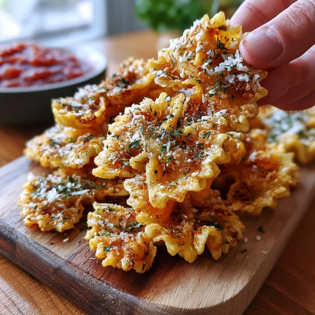 Klassische Parmesan-Kräuter Pasta Chips