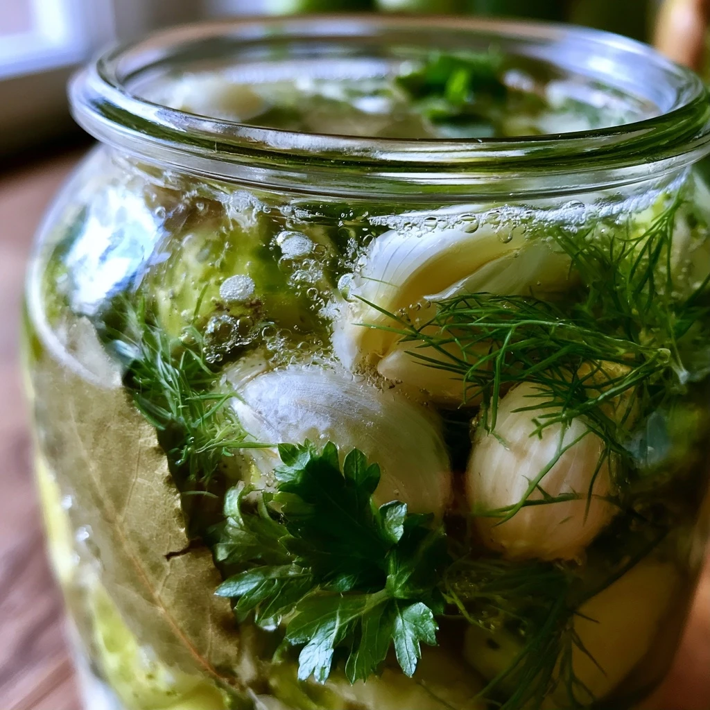 Knoblauch-Kräuter-Fermentierte Gurken