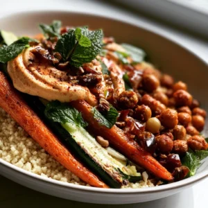 Marokkanische Kichererbsen-Couscous Bowl mit Harissa-Joghurt