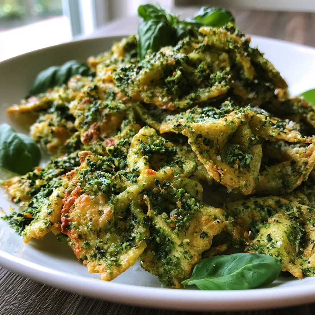 Pesto-Parmesan Pasta Chips