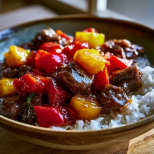 Rindfleischstreifen Süß-Sauer-Ananas-Pfanne