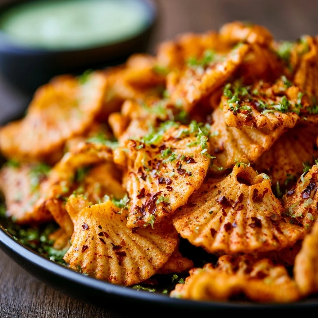 Scharfe Paprika-Limetten Pasta Chips (Airfryer)