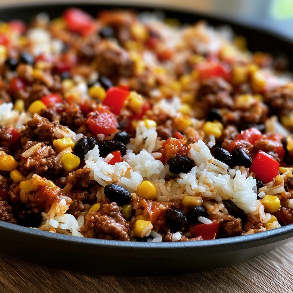 Tex-Mex Rinderhackfleischpfanne mit Reis