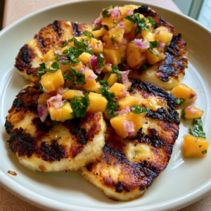 Gegrillter Halloumi mit Pfirsichsalsa