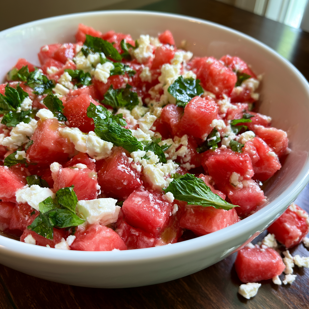 Wassermelonen-Feta-Minz-Salat