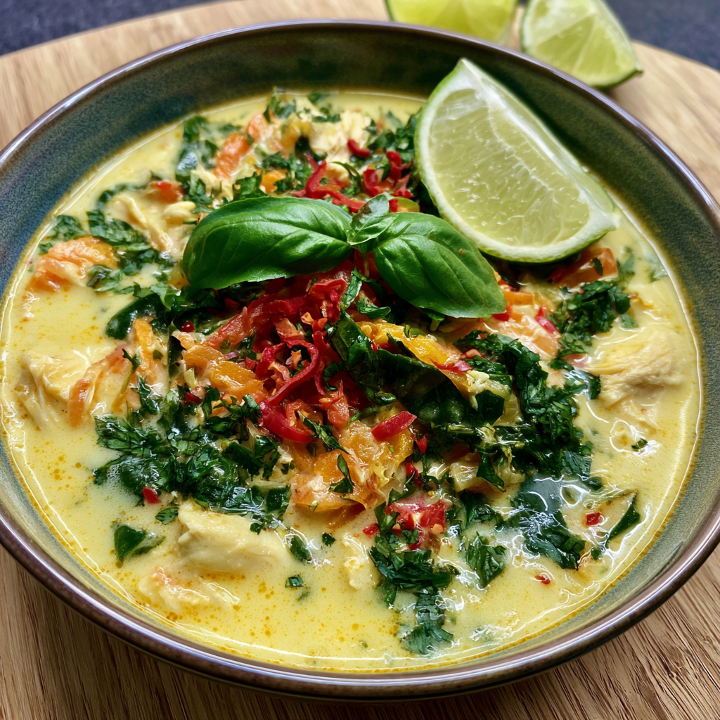 Aromatische Kokos-Limetten-Hähnchen-Suppe