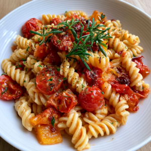 Burst Tomato Pasta mit gerösteten Paprika und geräucherter Paprika