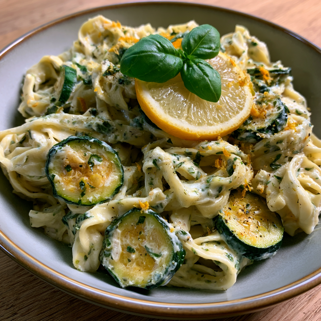Cremige Zitronen-Kräuter-Pasta mit Zucchini