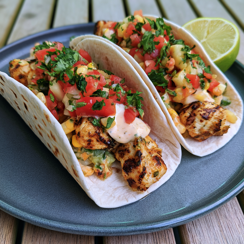 Frische Kokos-Limetten-Hähnchen-Tacos