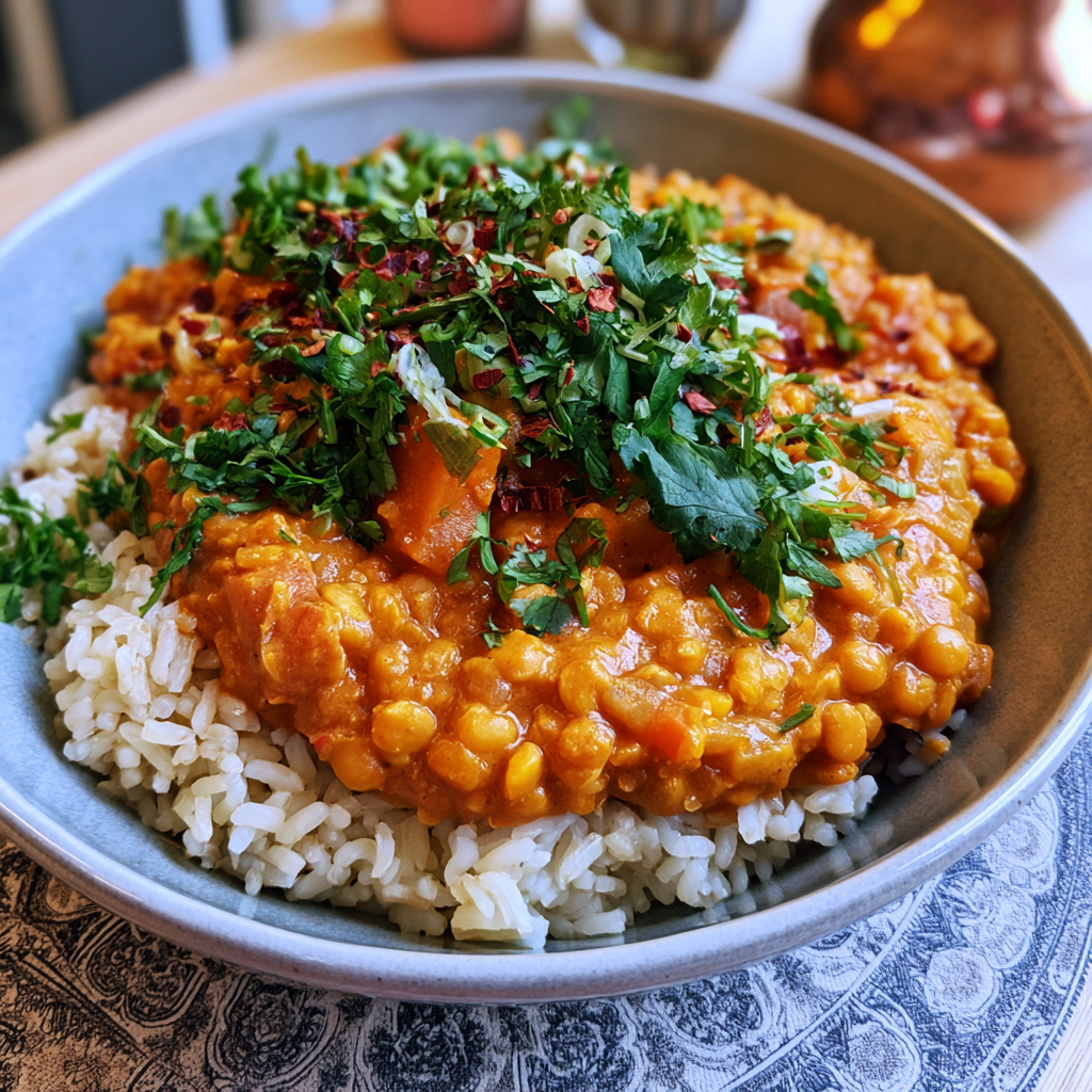 Schnelles Veganes Rotes Linsen-Curry