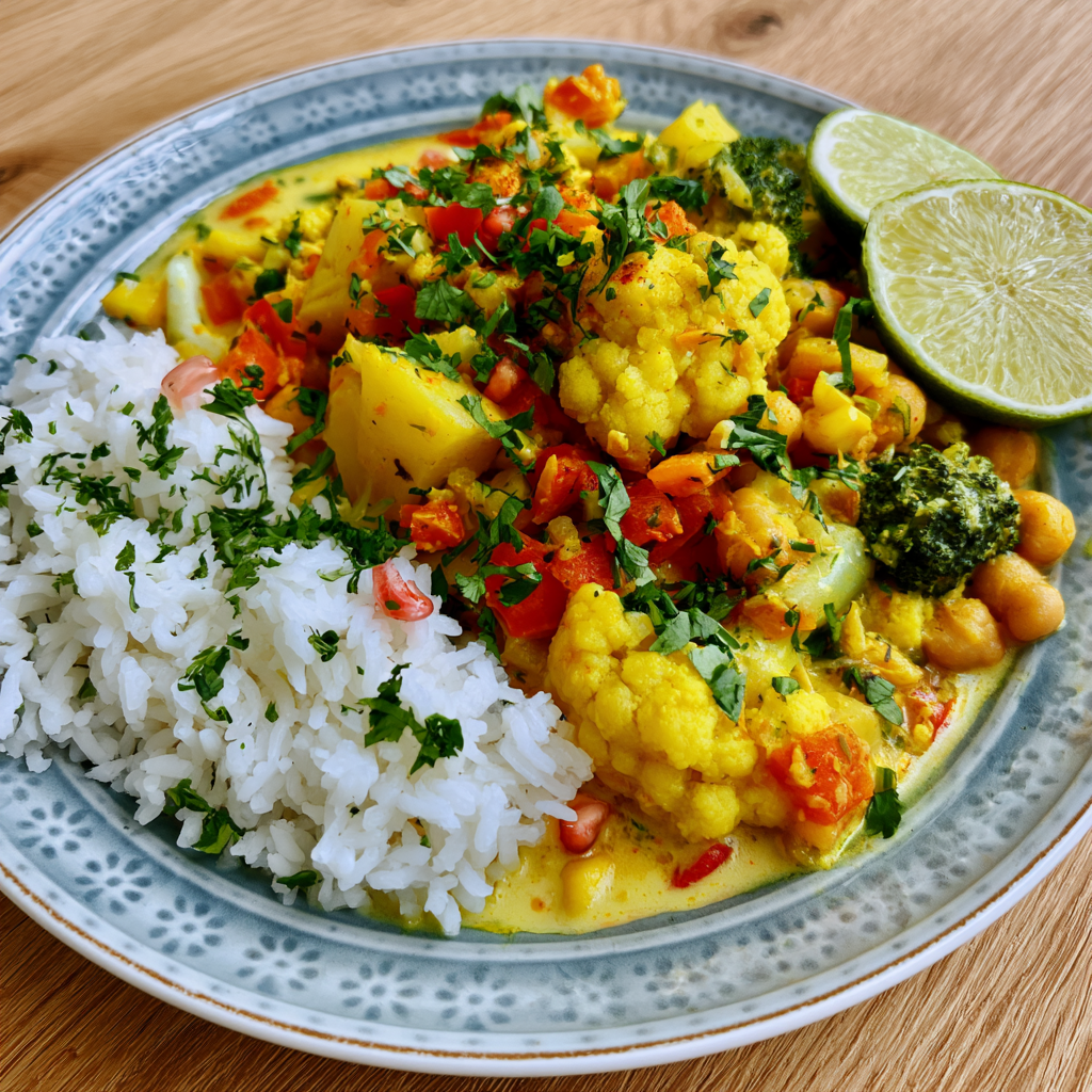 Vegetarisches Kichererbsen-Gemüse-Curry mit Kokosmilch