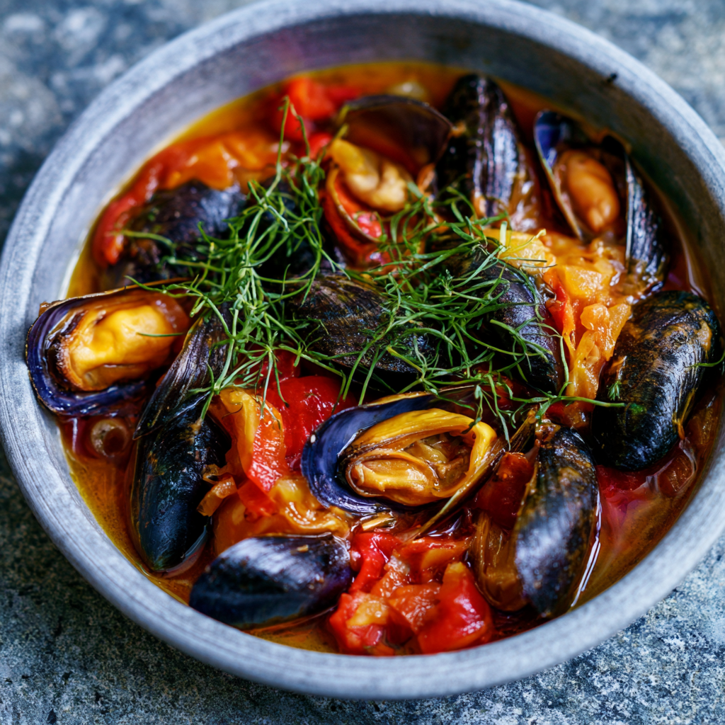Miesmuscheln in Escabeche-Marinade mit Paprika