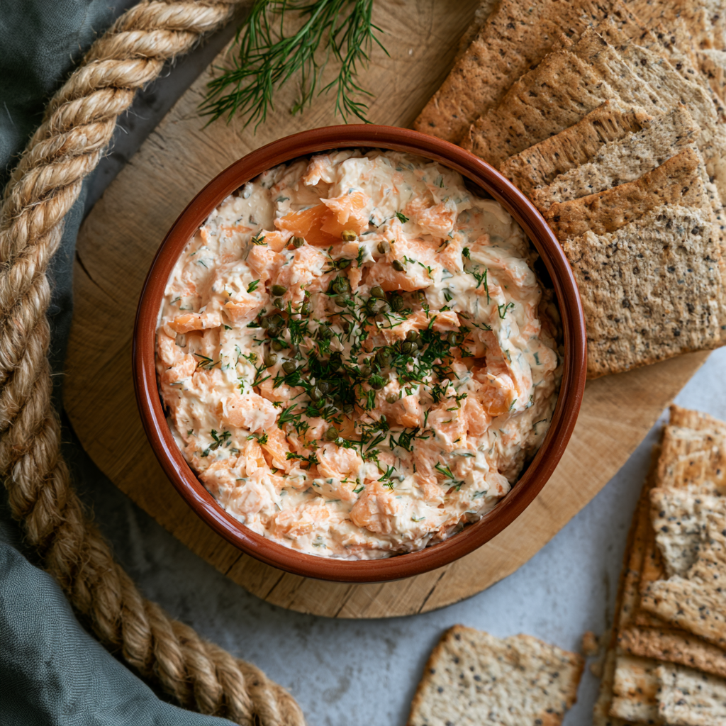 Geräucherter Lachs-Dip mit Frischkäse und Kapern