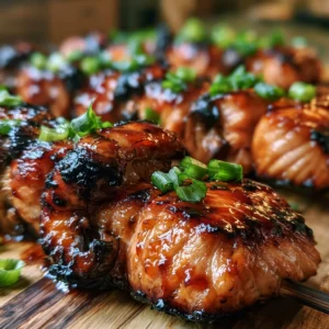 Asiatische Ingwer-Soja Lachs-Spieße mit Pilzen