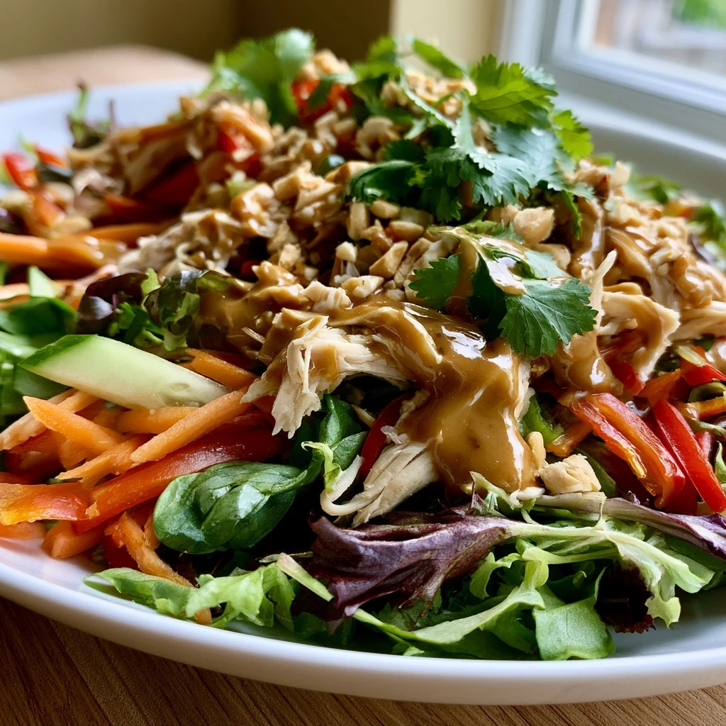 Asiatischer Hähnchensalat mit Erdnuss-Dressing