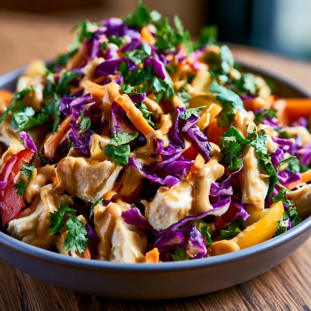 Asiatischer Hähnchensalat mit Erdnussdressing
