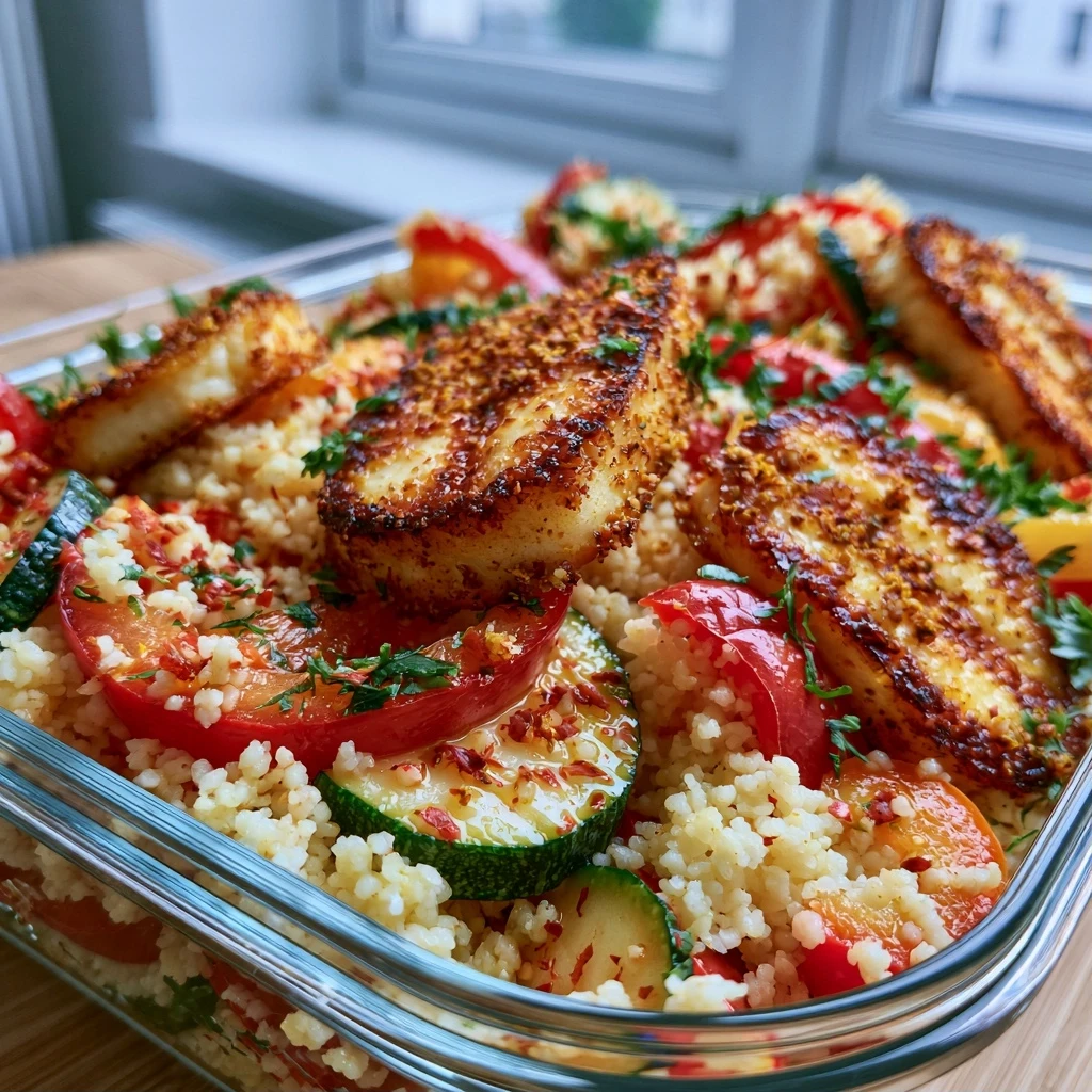 Couscous-Gemüse-Salat mit Halloumi