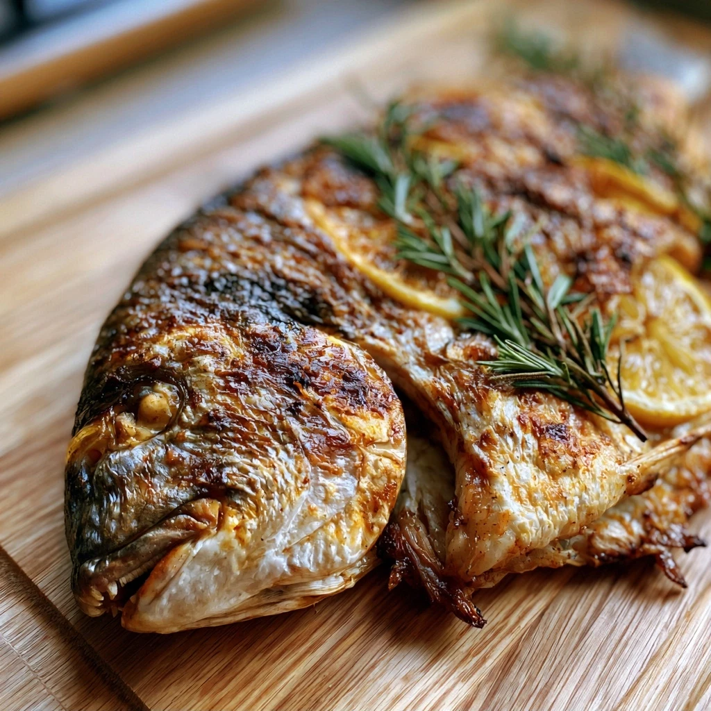 Ganze Dorade vom Grill mit Rosmarin und Zitrone