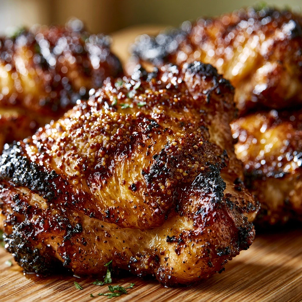 Gegrillte Hähnchenschenkel mit Honig-Senf-Marinade