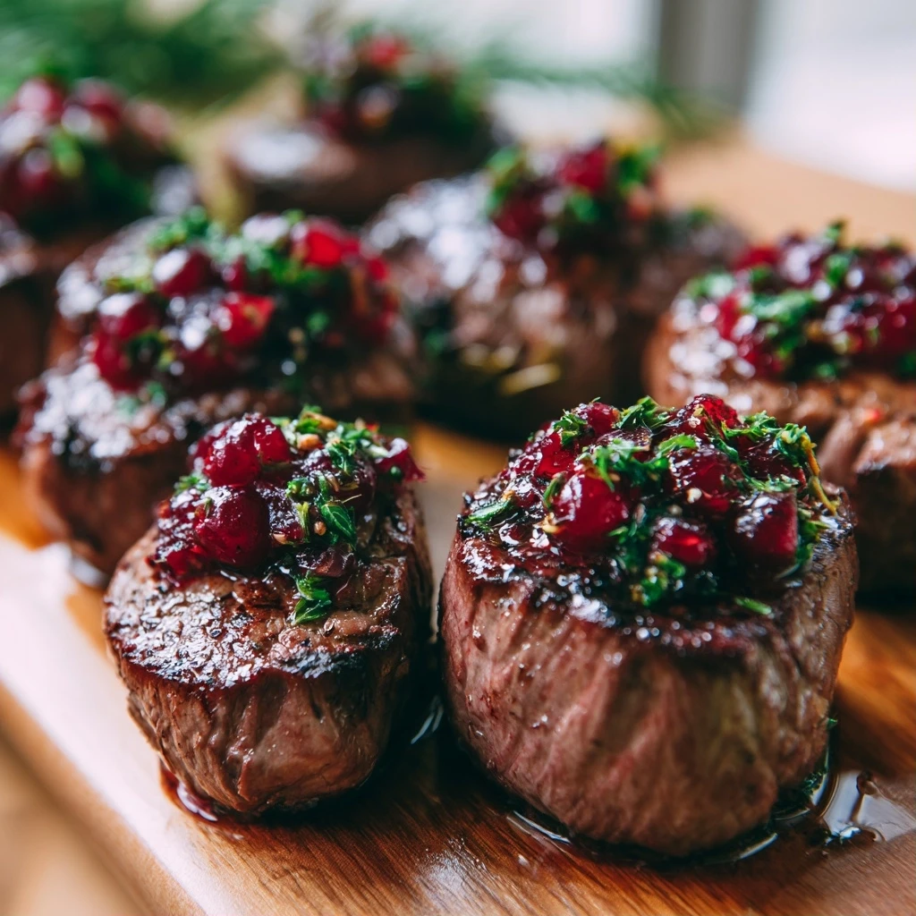Gegrillte Hirschsteaks mit Kräuter-Preiselbeer-Marinade