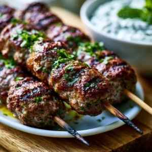 Gegrillte Lamm-Köfte mit Minz-Joghurt-Dip