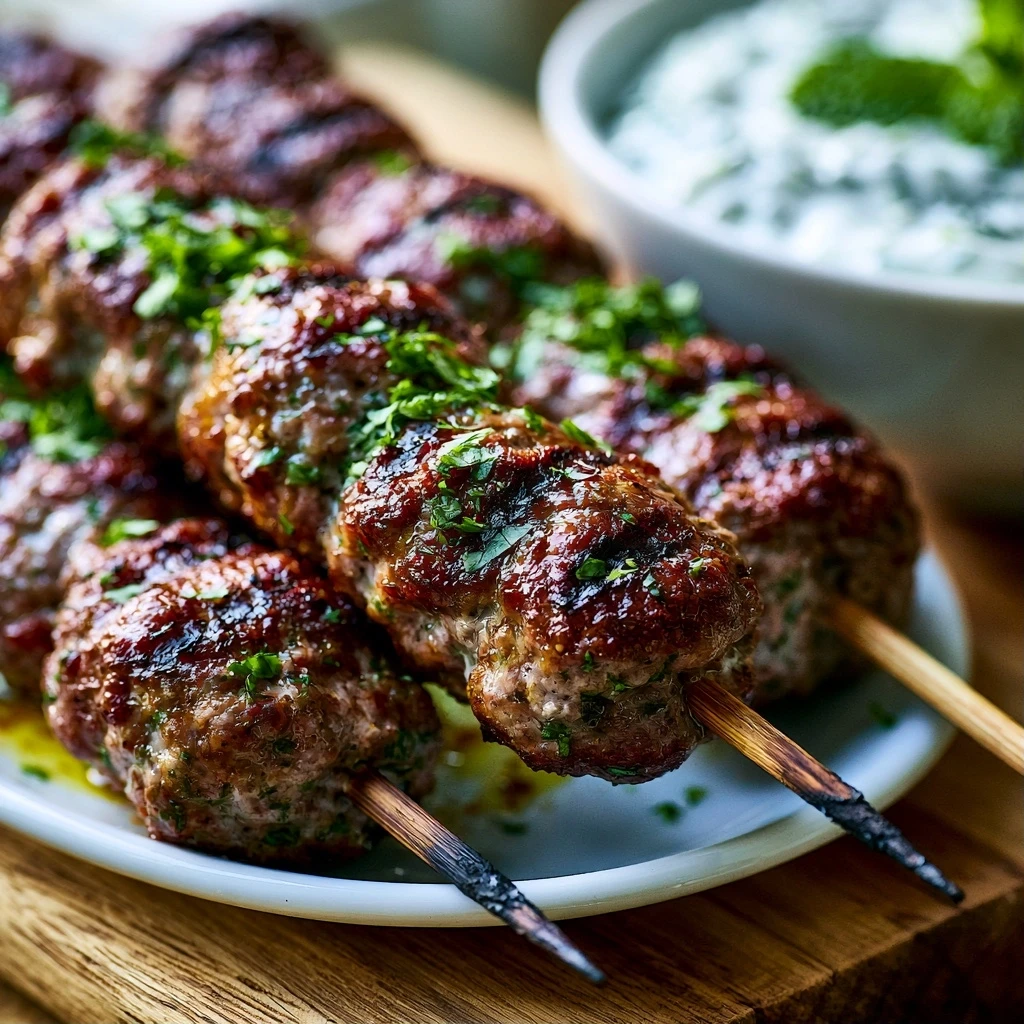 Gegrillte Lamm-Köfte mit Minz-Joghurt-Dip
