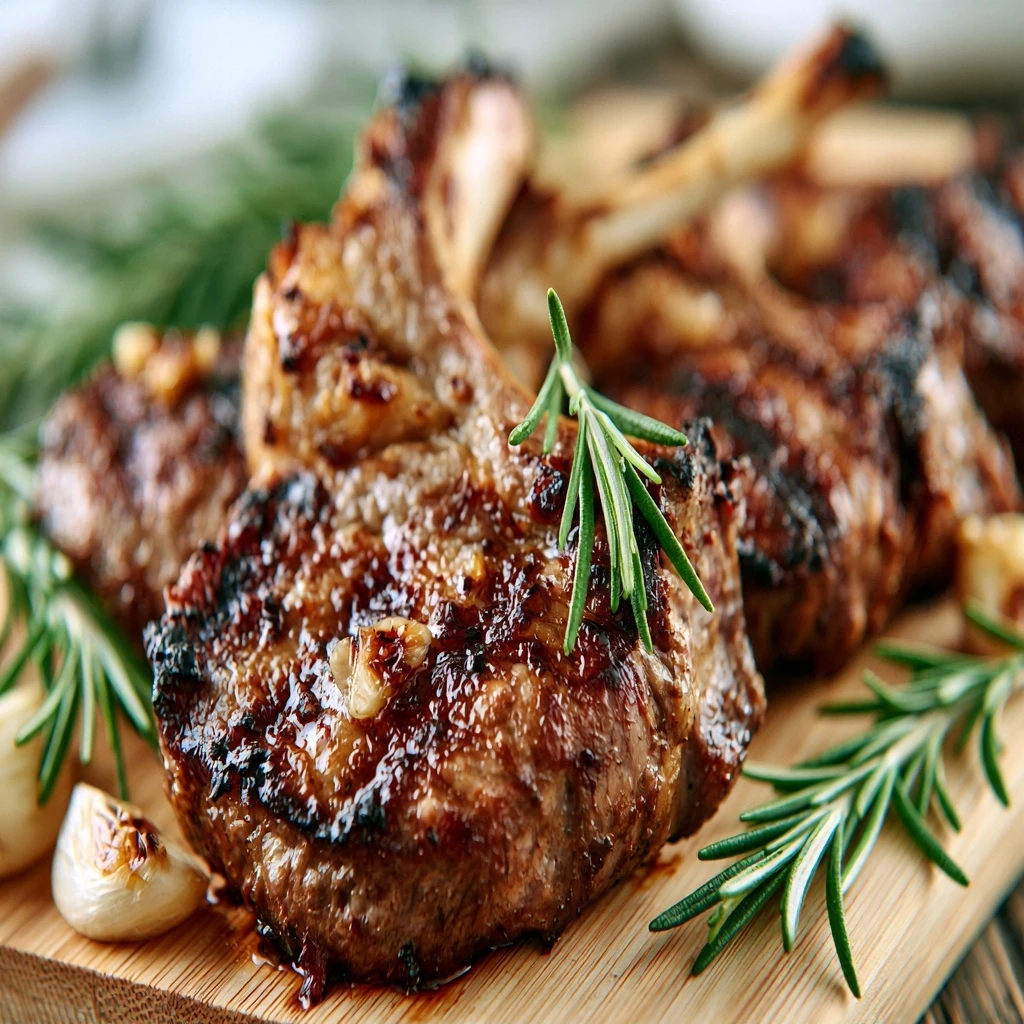 Gegrillte Lammkoteletts mit Rosmarin und Knoblauch