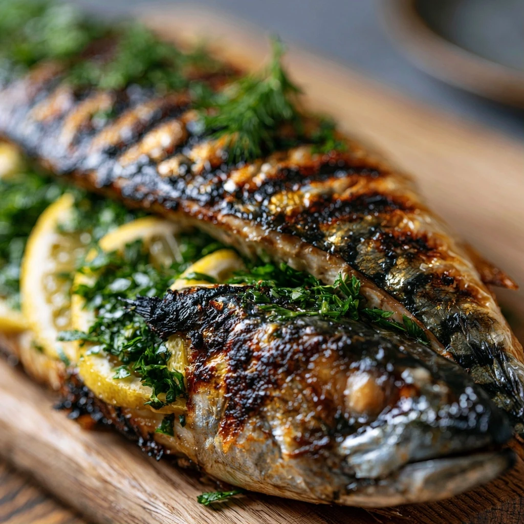 Gegrillte Makrele mit Kräuterfüllung
