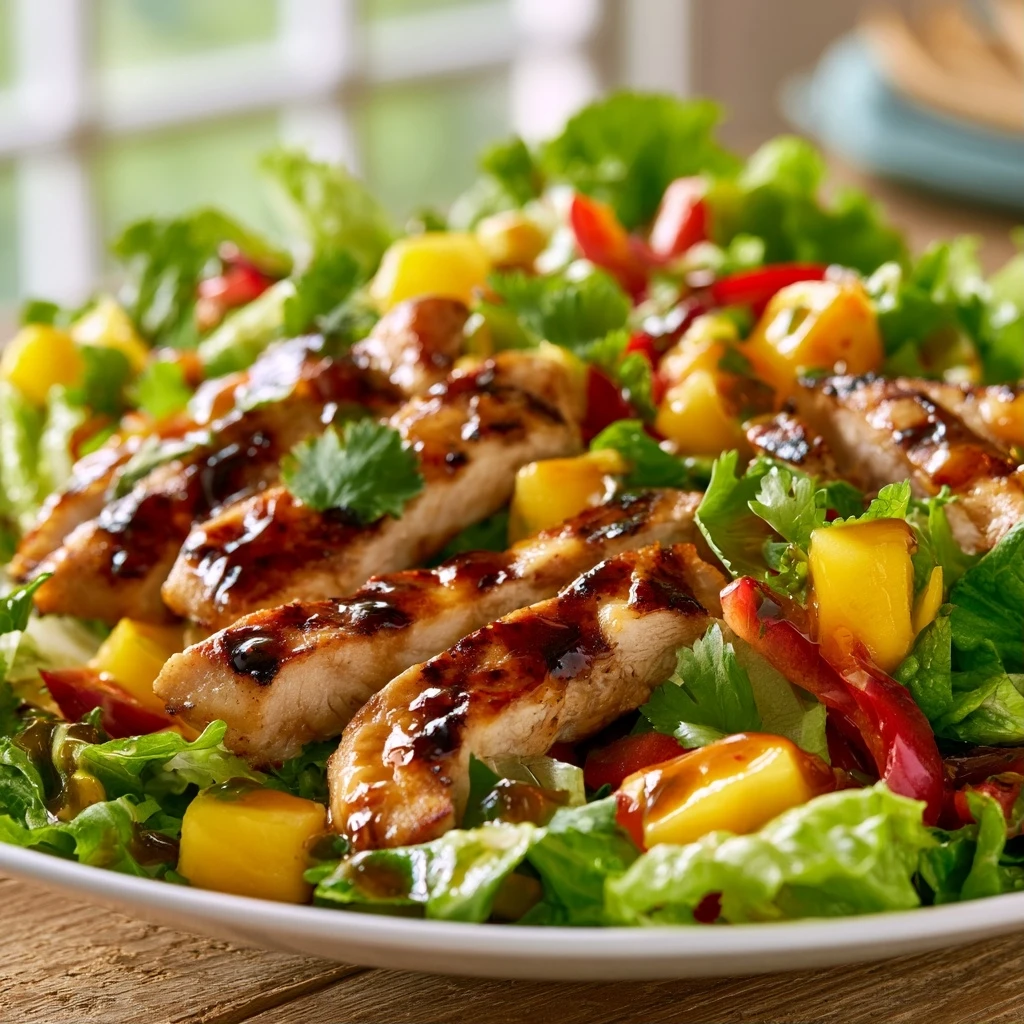 Gegrillter Hähnchensalat mit Mango und Chili-Limetten-Dressing