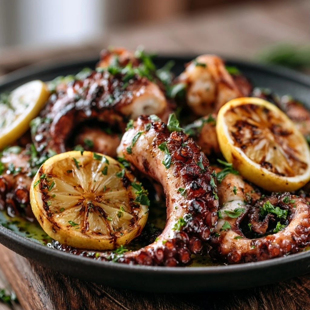 Gegrillter Oktopus mit Zitronen-Kräuteröl