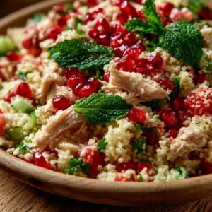Hähnchen-Couscous-Salat mit Minze und Granatapfel
