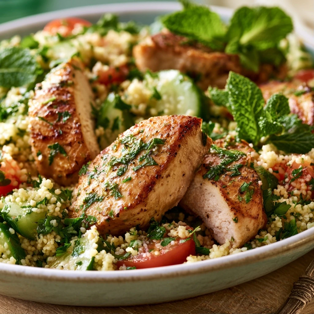 Hähnchen-Couscous-Salat mit Minze und Zitrone
