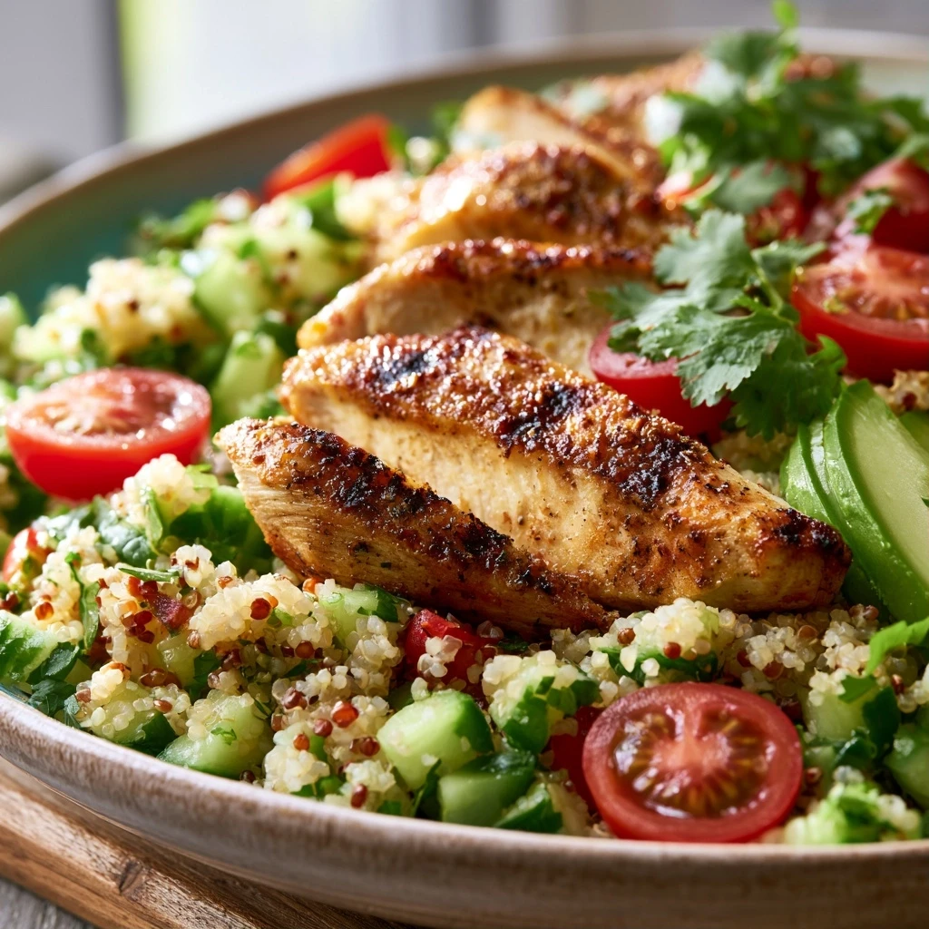 Herzhafter Kokos-Limetten-Hähnchen-Quinoa-Salat