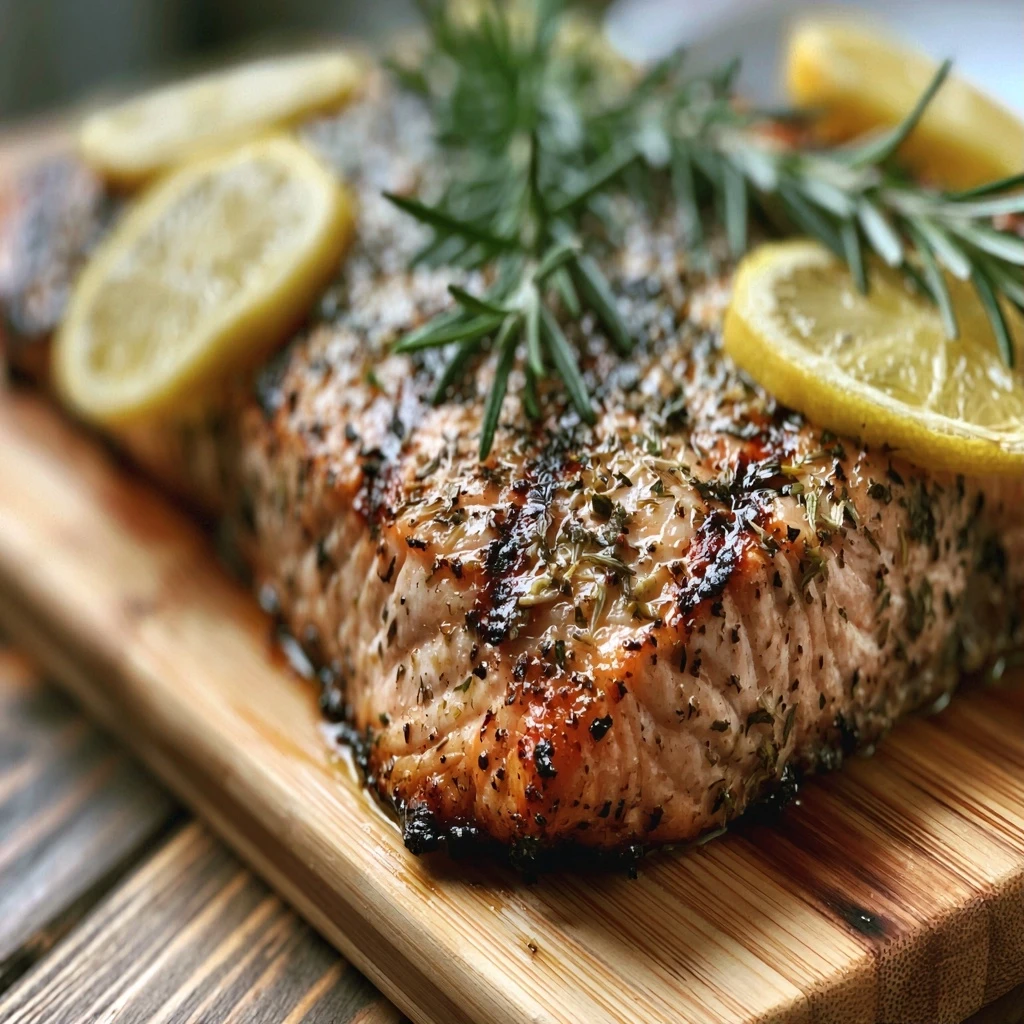 Holzkohle Lachs mit mediterranen Kräutern