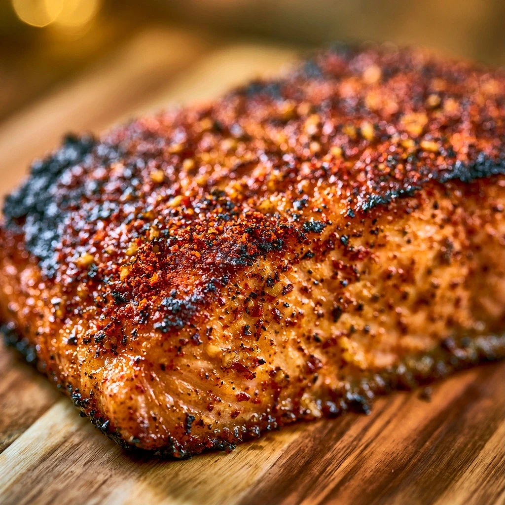 Holzkohle Lachs mit Rauchpaprika und Knoblauch