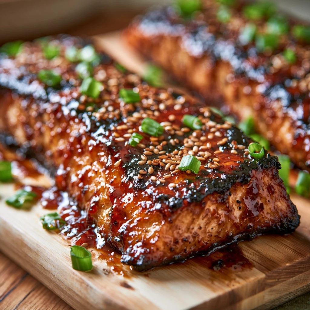 Holzkohle Lachs mit Teriyaki-Marinade