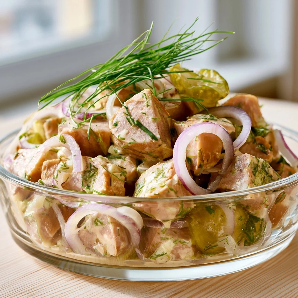 Klassischer Geflügelwurstsalat