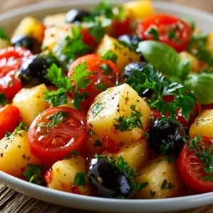 Mediterraner Kartoffelsalat mit Oliven und Kräutern