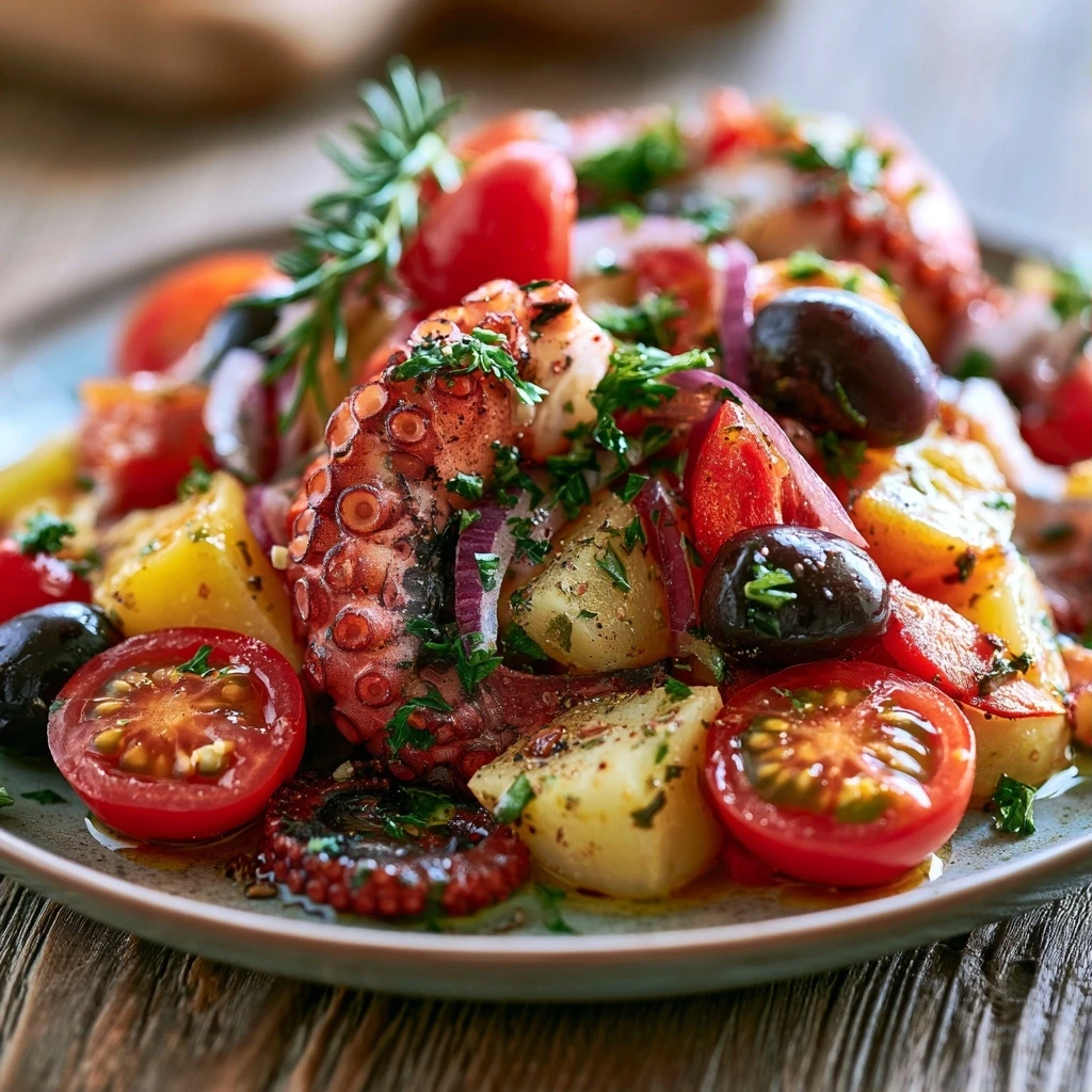 Mediterraner Oktopus-Salat mit Kartoffeln