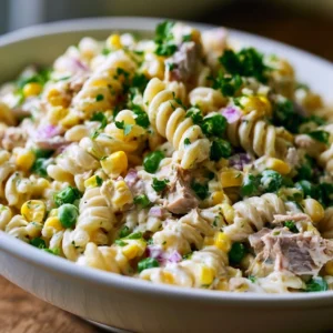 Nudelsalat mit Thunfisch und Ei