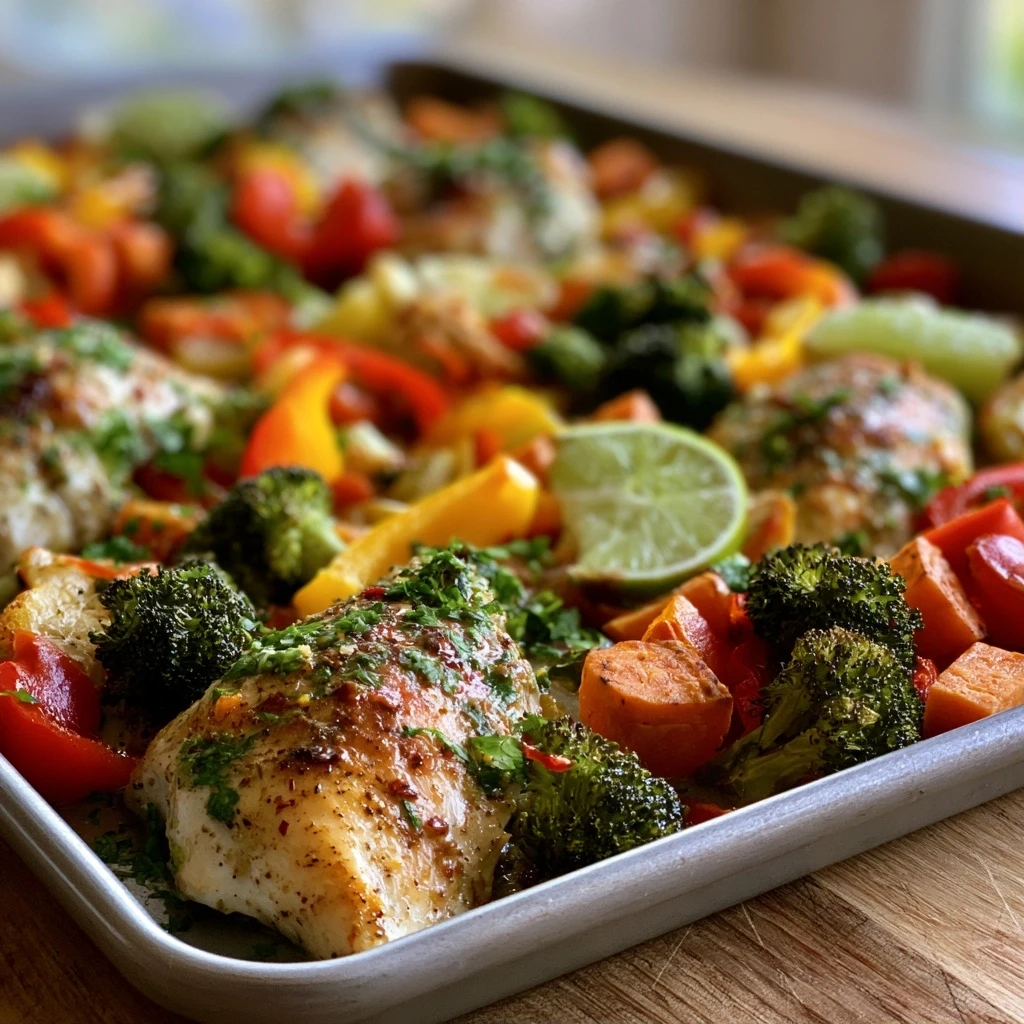 One-Pan Kokos-Limetten-Hähnchen mit Ofengemüse