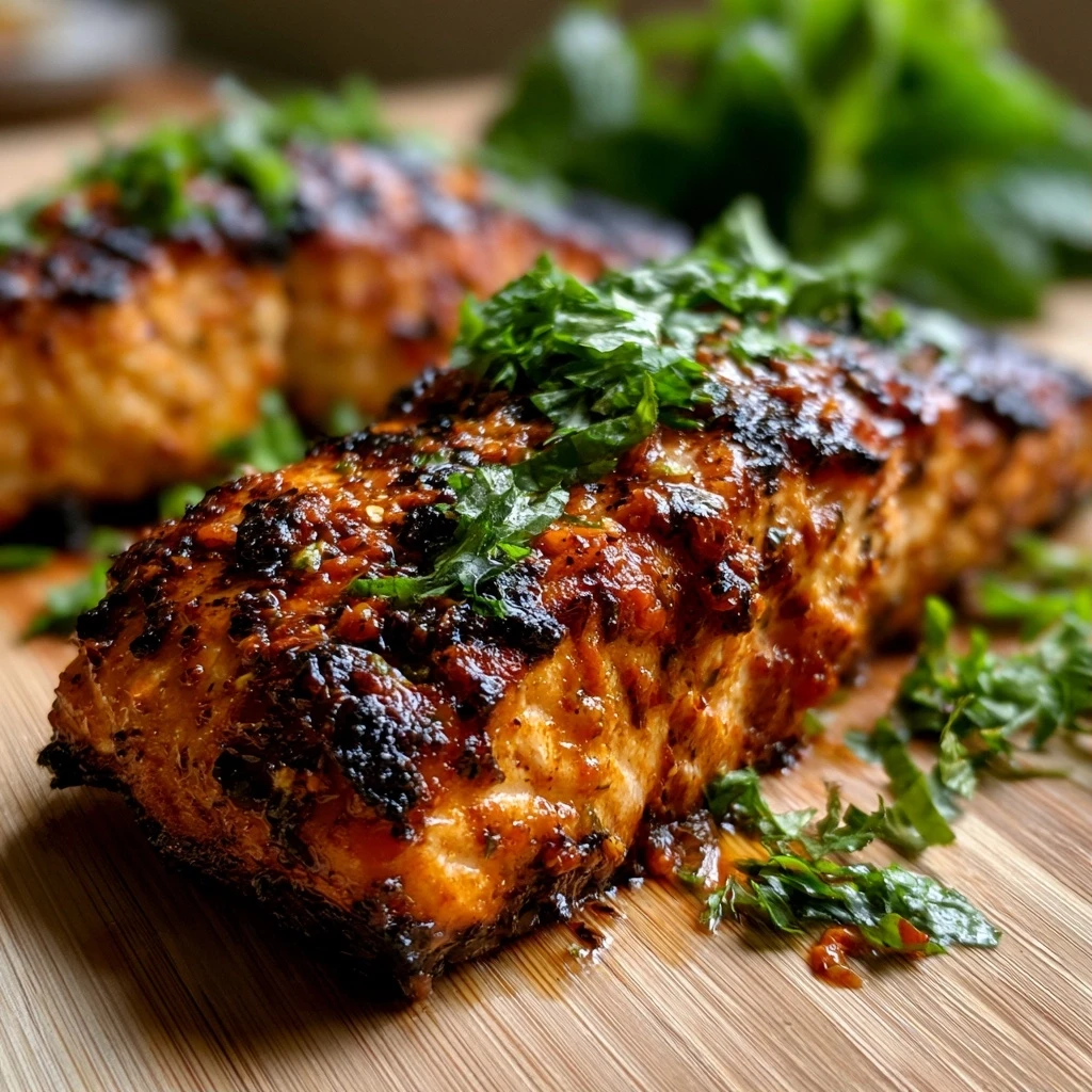 Orientalischer Gewürzlachs vom Grill mit Harissa-Minz-Marinade
