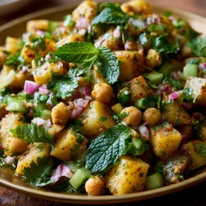 Orientalischer Kartoffelsalat mit Kichererbsen und Minze
