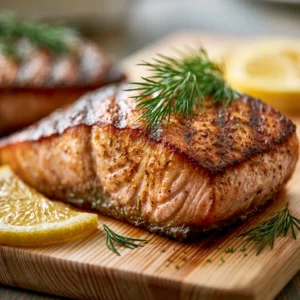 Saftiger Lachs vom Grill mit Zitronen-Dill-Marinade