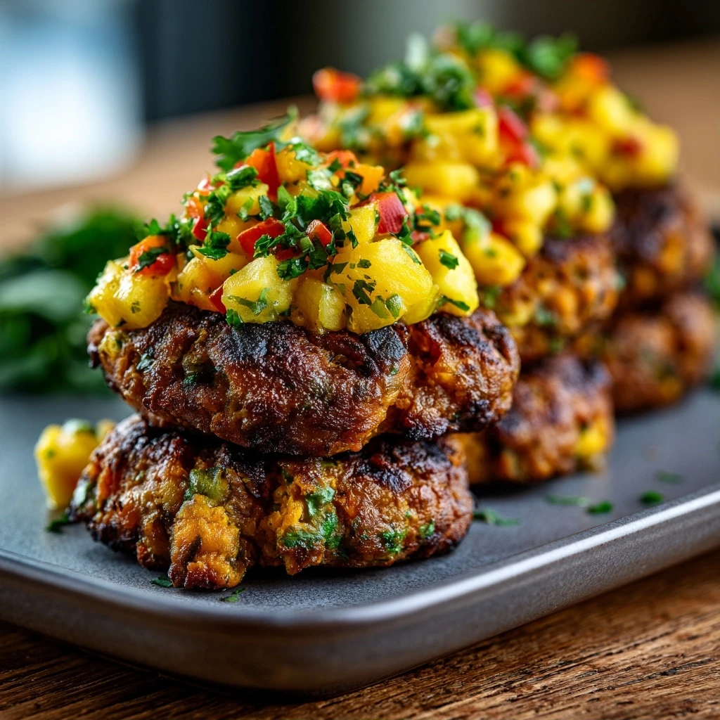 Vegane Süßkartoffel-Koriander Köfte vom Grill mit Ananas-Curry-Salsa